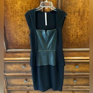 Bailey 44- Black peplum dress with nylon, rayon
